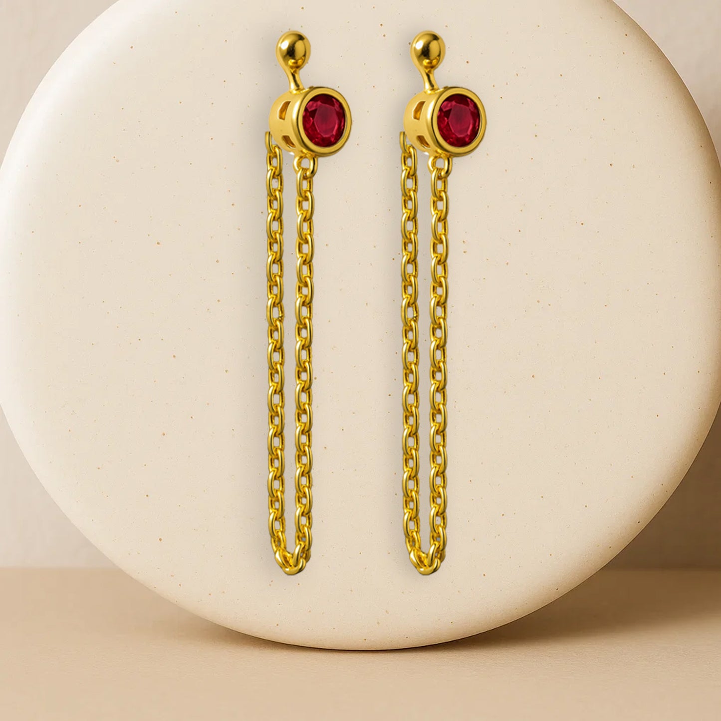 Scarlet Drape Gold Chain Earrings