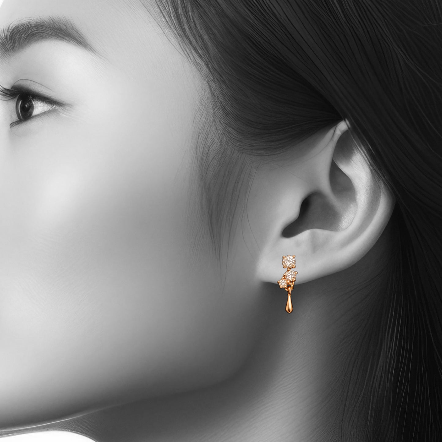 Golden Cascade Sparkle Drop Earrings