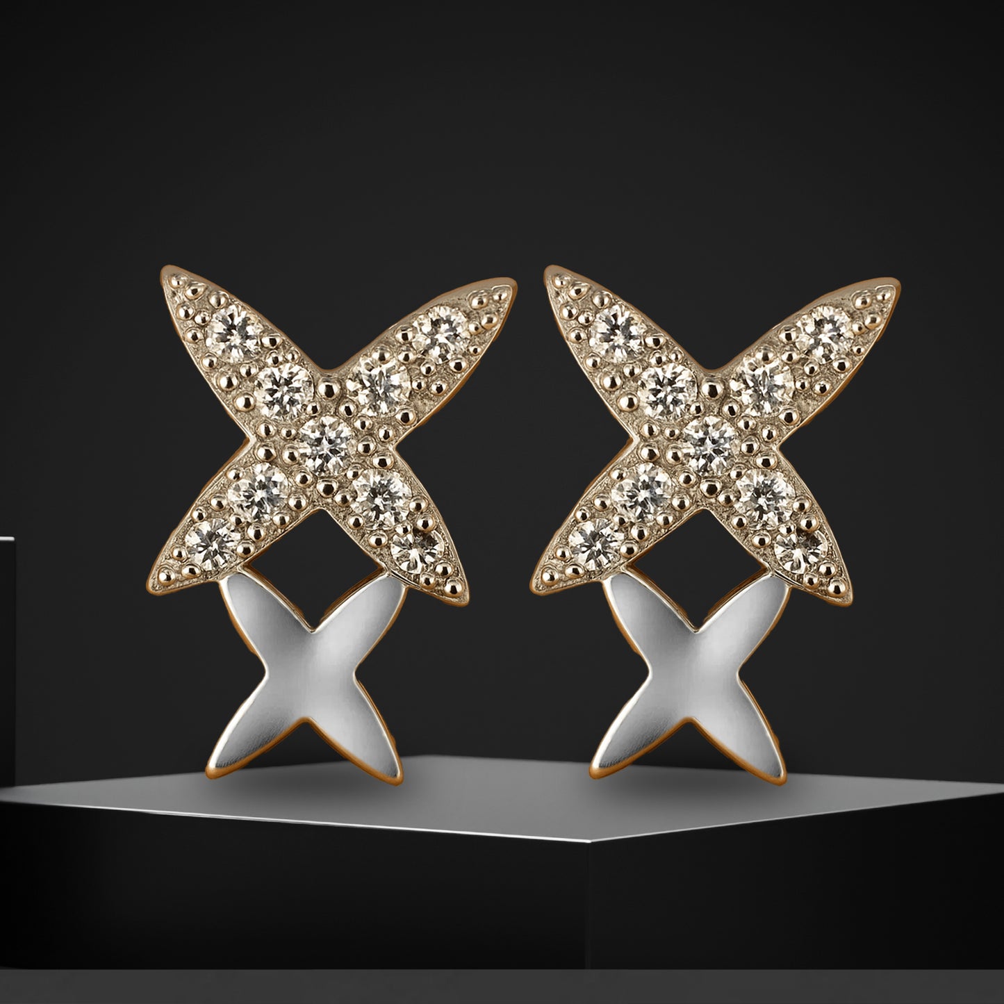 Starlit X Dual-Tone Stud Earrings