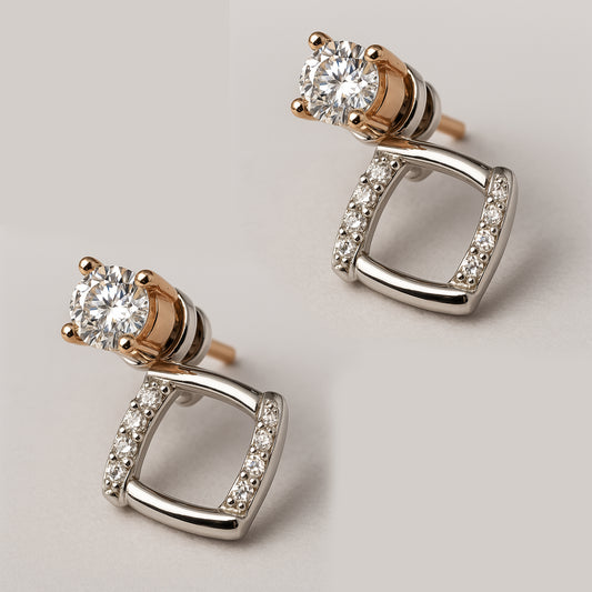 Luxe Orbit Diamond-Accented Stud Earrings
