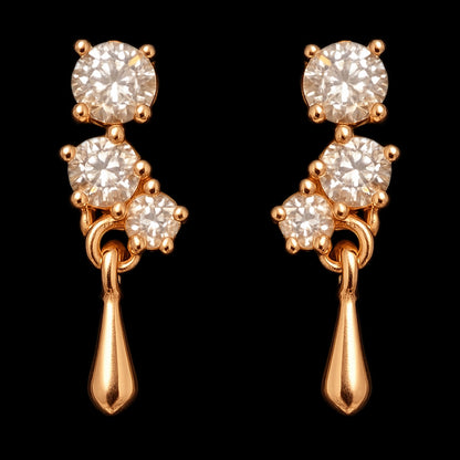 Golden Cascade Sparkle Drop Earrings