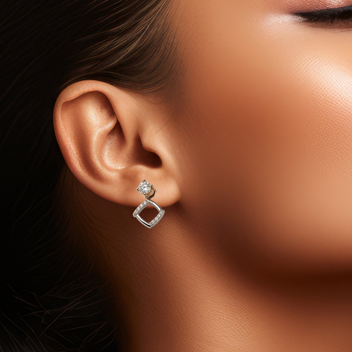 Luxe Orbit Diamond-Accented Stud Earrings