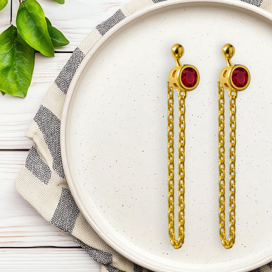 Scarlet Drape Gold Chain Earrings