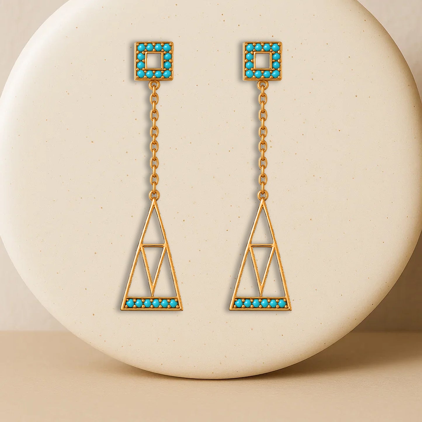 Turquoise GeoDrop Statement Earrings