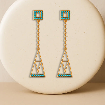 Turquoise GeoDrop Statement Earrings