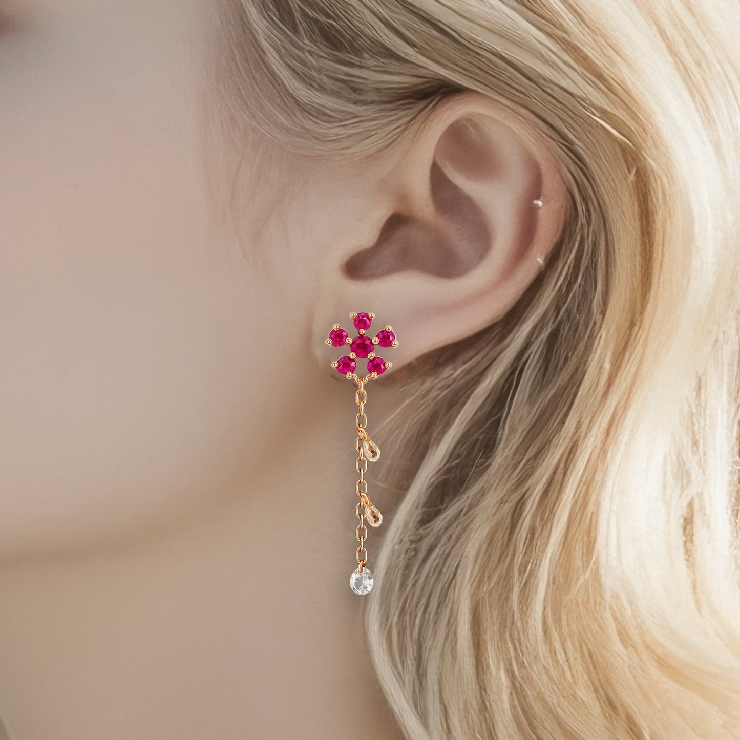 Rosé Bloom Drop Earrings