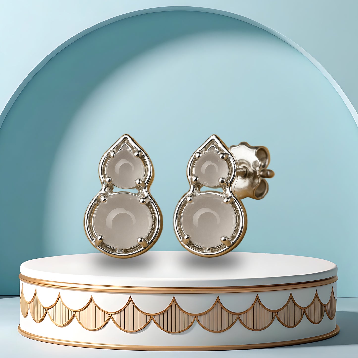 Pearl Mist Duo Stud Earrings