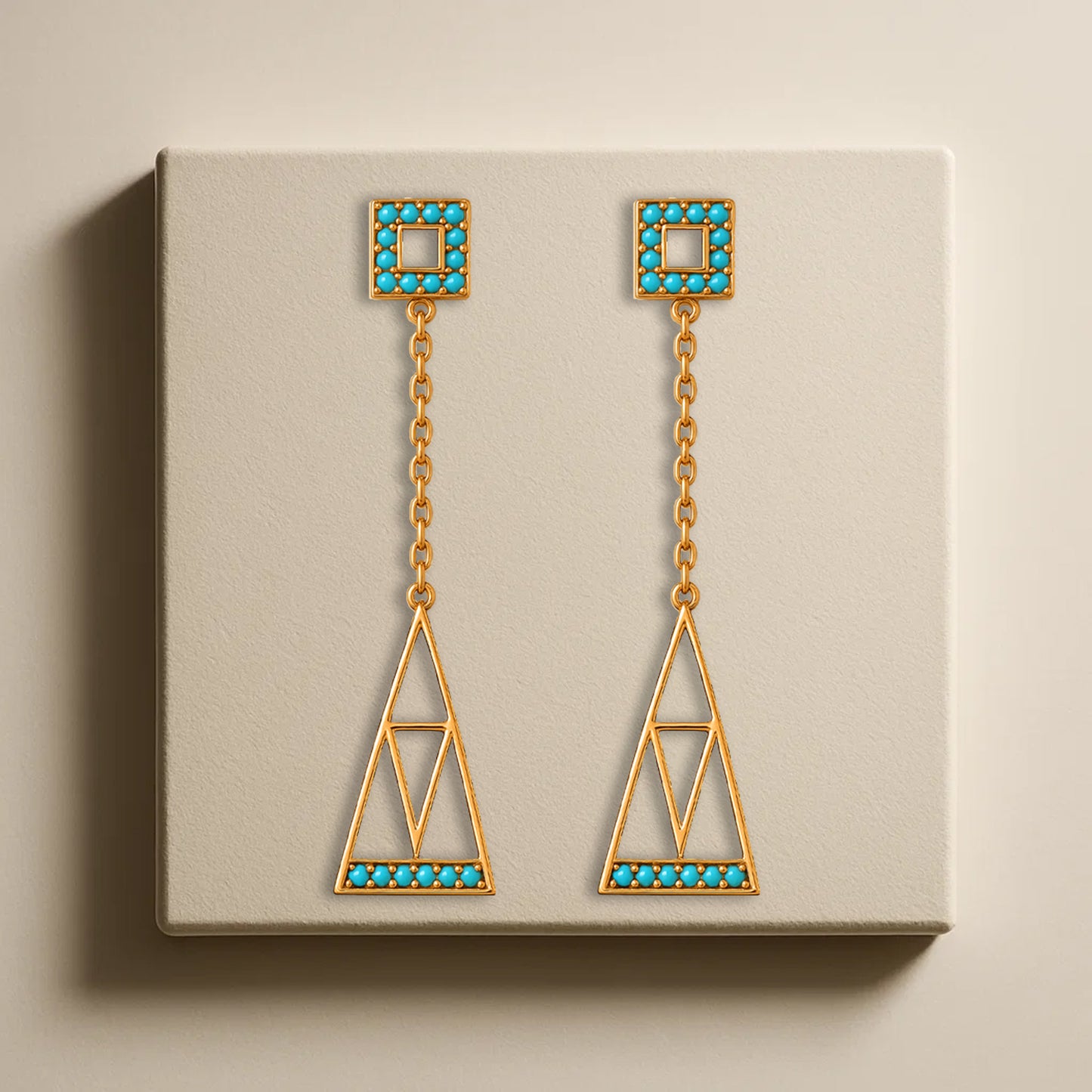 Turquoise GeoDrop Statement Earrings