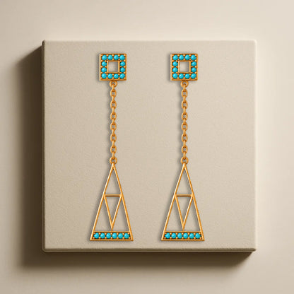 Turquoise GeoDrop Statement Earrings