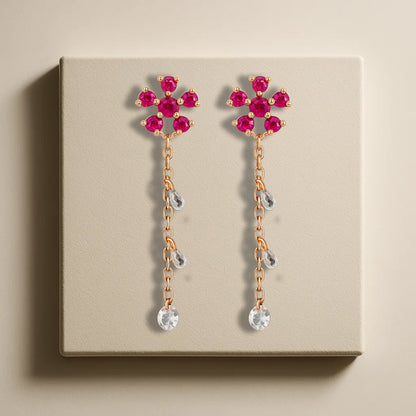 Rosé Bloom Drop Earrings